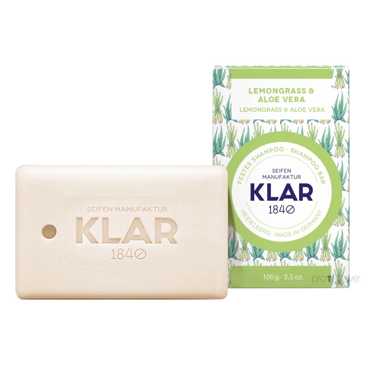 Klar Seifen Shampoo Bar  Citrongræs   Aloe Vera  100 Gr