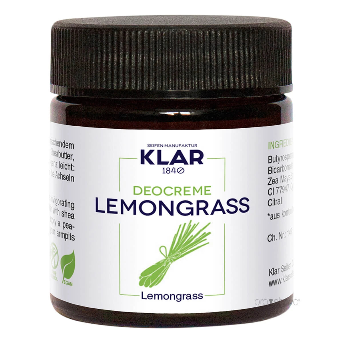 Klar Seifen Deodorant Creme  Citrongræs  30 Ml