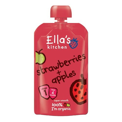Ellas Kitchen Babymos Jordbær æble 4 Mdr øko  120 Gram