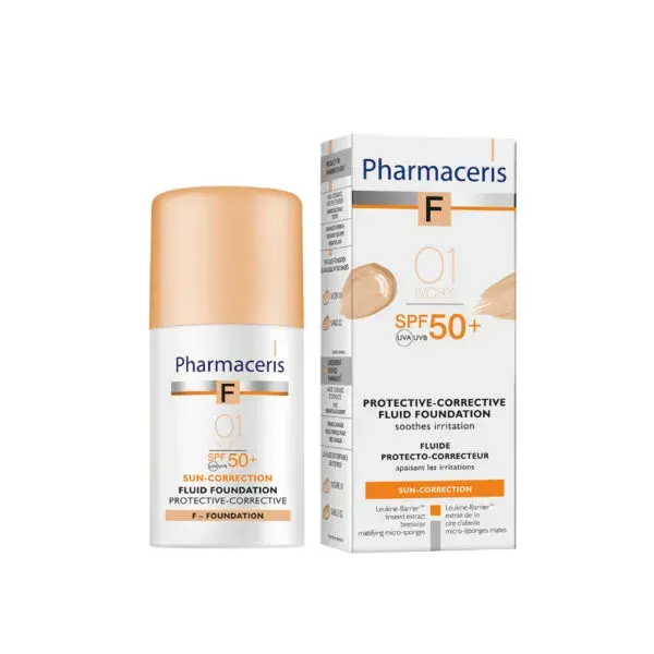 Pharmaceris F Beskyttende Foundation Til Problematisk Hud  Spf 50  Ivory 01  30ml