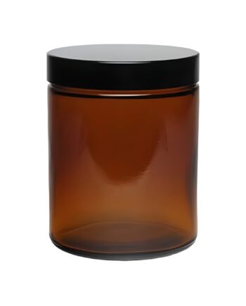 180 Ml  Brun Glas Bøtte M  Sort Låg