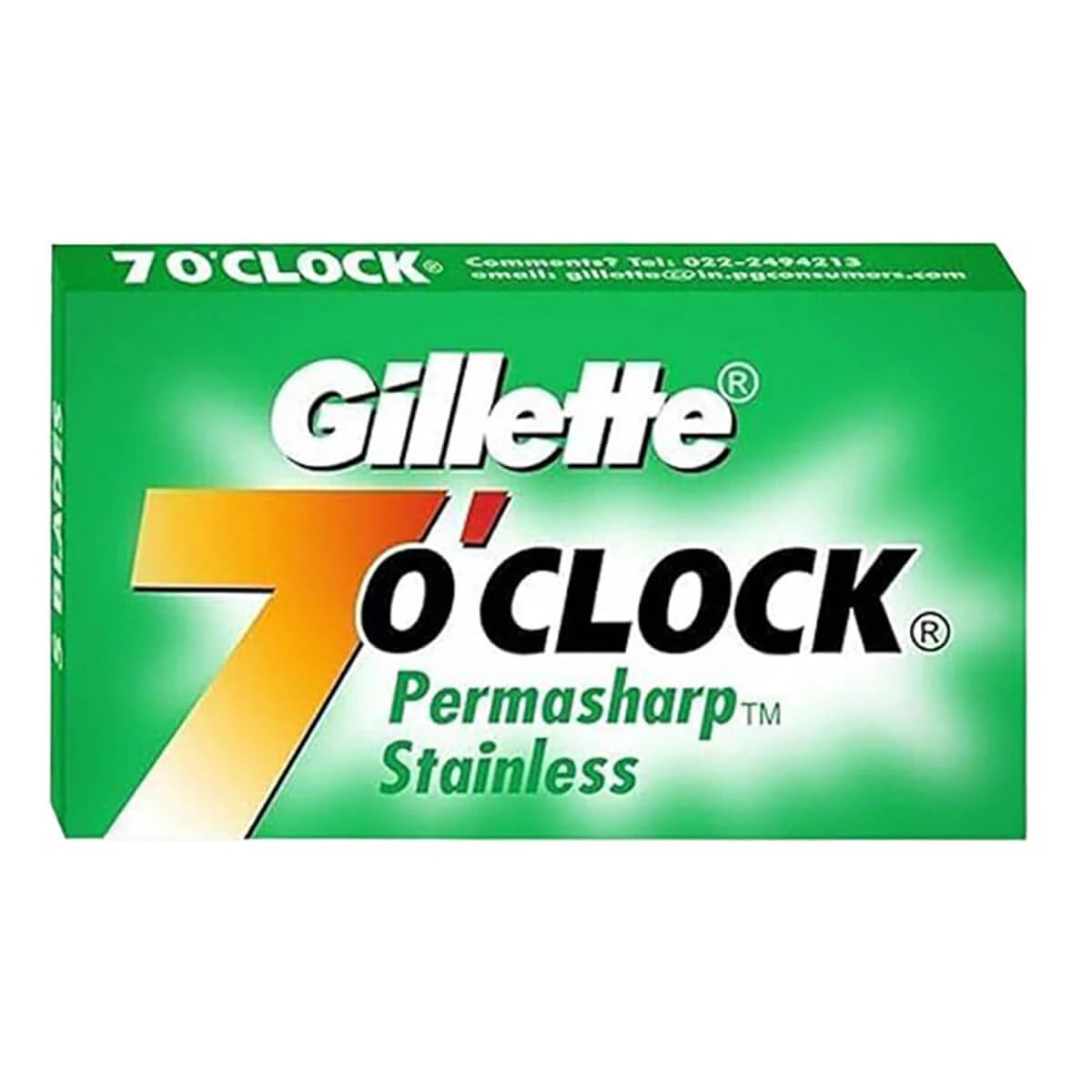 Gillette 7 O Apos Clock Permasharp Stainless De Barberblade  Grøn  10 Stk