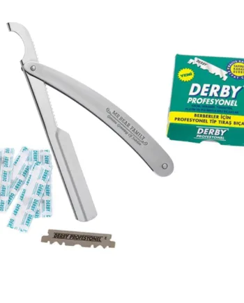 Mr  Bear Sæt Med Straight Razor   100 Derby Klinger