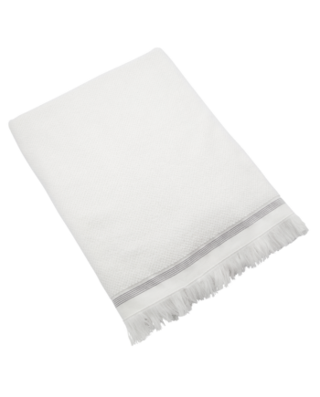Meraki Håndklæde Hvid Med Grå Striber  L: 100 Cm  W: 180 Cm