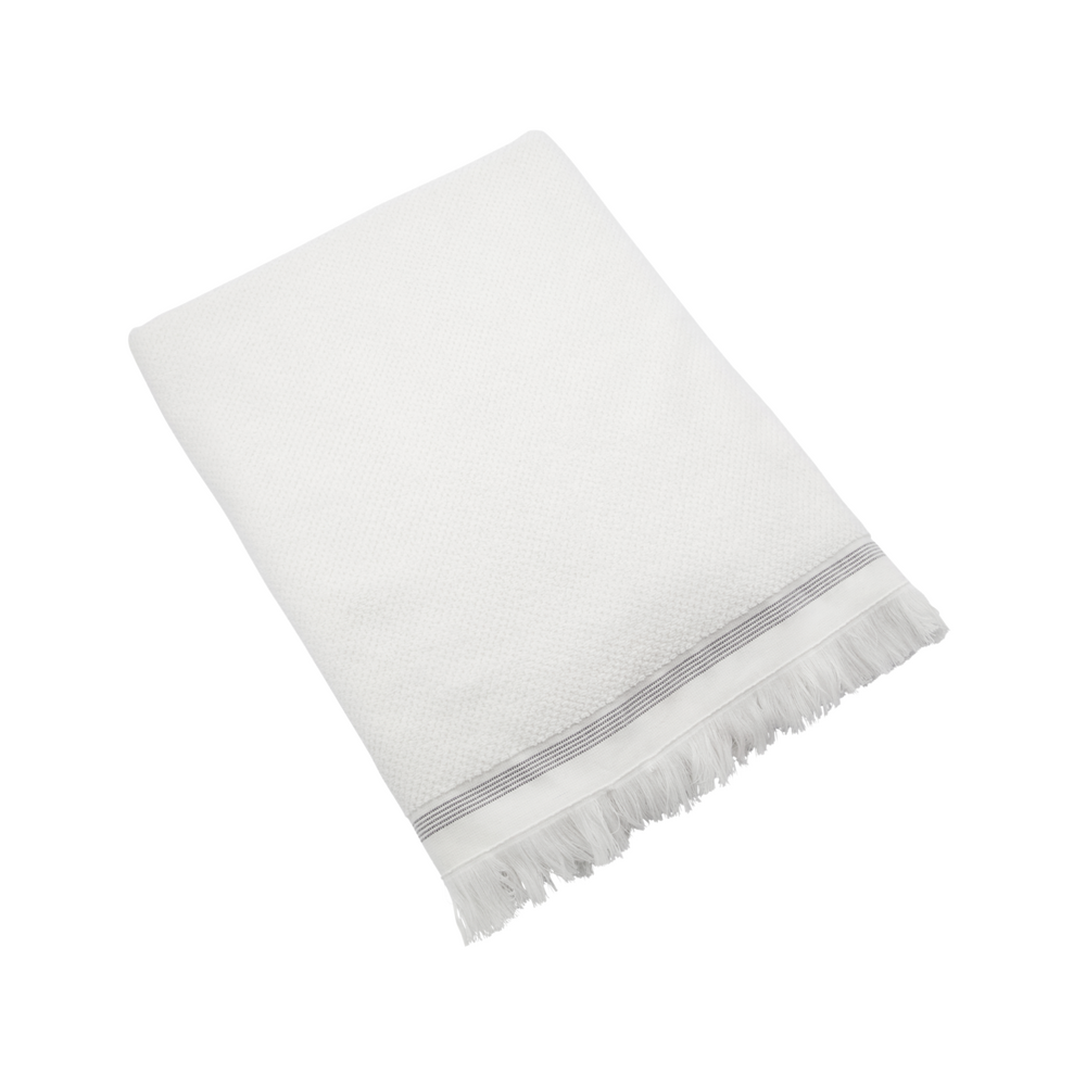 Meraki Håndklæde Hvid Med Grå Striber  L: 100 Cm  W: 180 Cm