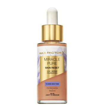 Max Factor Miracle Pure Skin Reset 2 In 1 Serum Foundation 60 80 Light To Medium 30 Ml