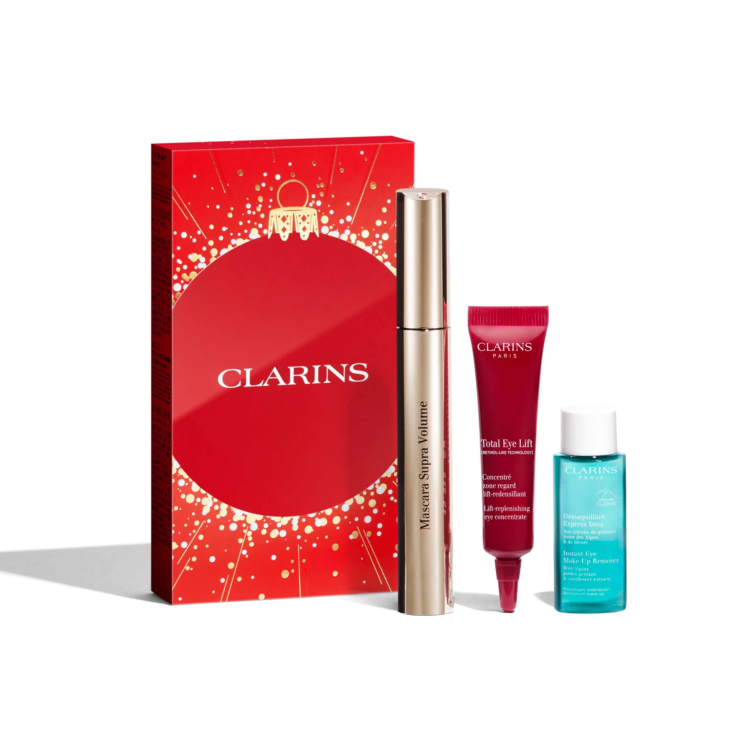 Clarins øjen Gavesæt Supra Volume Mascara Total Eye Lift Instant Eye Make Up Remover