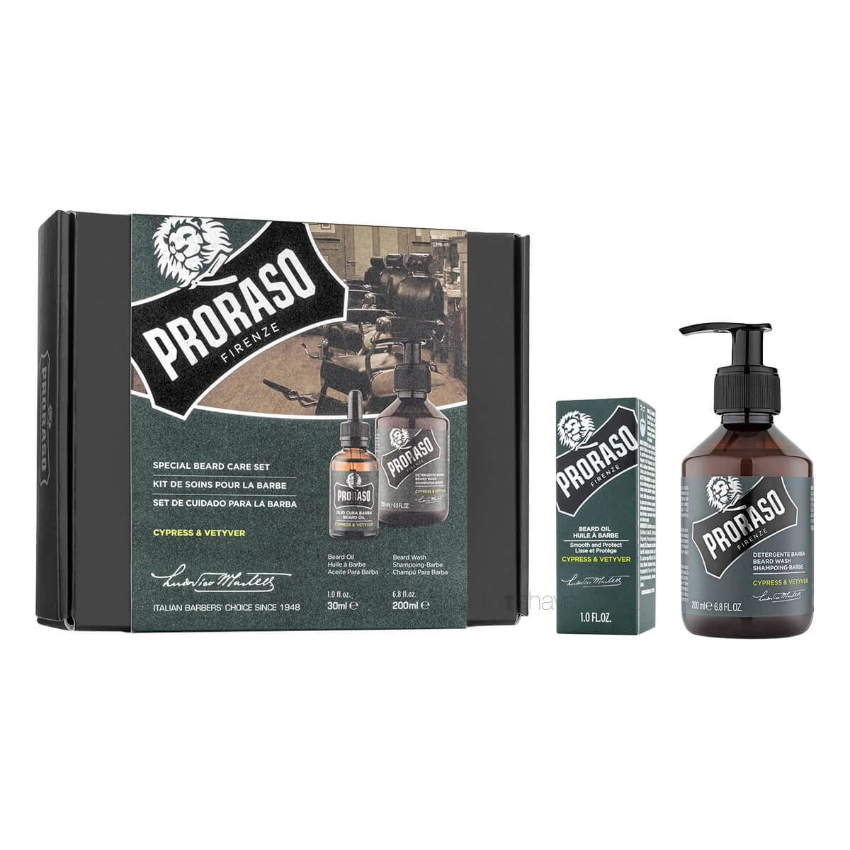 Proraso Gaveæske Duo Pack Skægshampoo Skægolie Cypress Vetiver