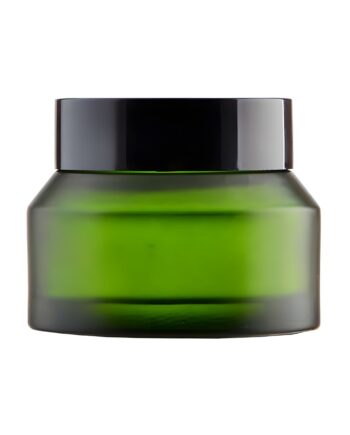 50 Ml  Grøn Glas Creme Bøtte Med Sort Låg