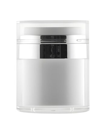 50 Ml  Slangeløs Krukke Med Pumpe   Hvid   Sølv