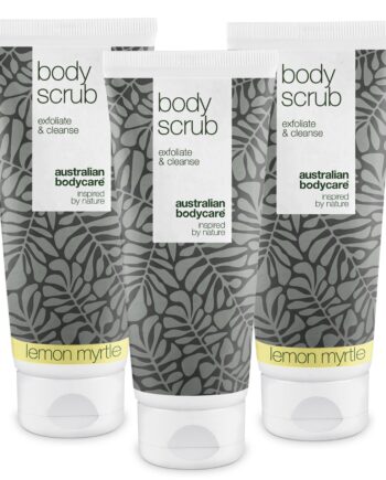 3 For 2 Body Scrub    Pakketilbud ?  Pakketilbud Med 3 Body Scrubs  200 Ml : 2x Lemon Myrtle   1x Tea Tree Oil
