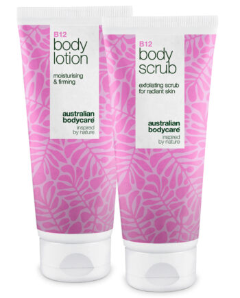 B12 Hudplejesæt Til Tør Hud     Eksfoliering   Dybdevirkende Fugtpleje ?  Fugtgivende B12 Body Scrub   Lotion Til Tør Og Sensitiv Hud    1 Stk