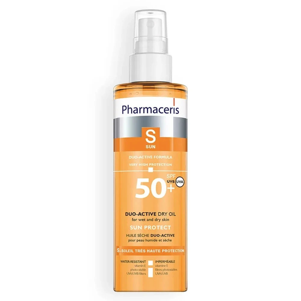 Pharmaceris S Solbeskyttende Olie Med Duoaktiv Formular Til Våd Og Tør Hud  Spf 50  200ml