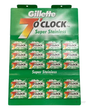Gillette 7 O Apos Clock Super Stainless De Barberblade  Grøn  1 Stang  20x5 Stk   100 Stk