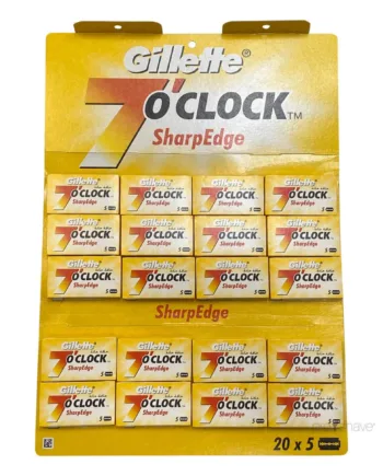 Gillette 7 O Apos Clock Sharpedge De Barberblade  Gul  1 Stang  20x5 Stk   100 Stk