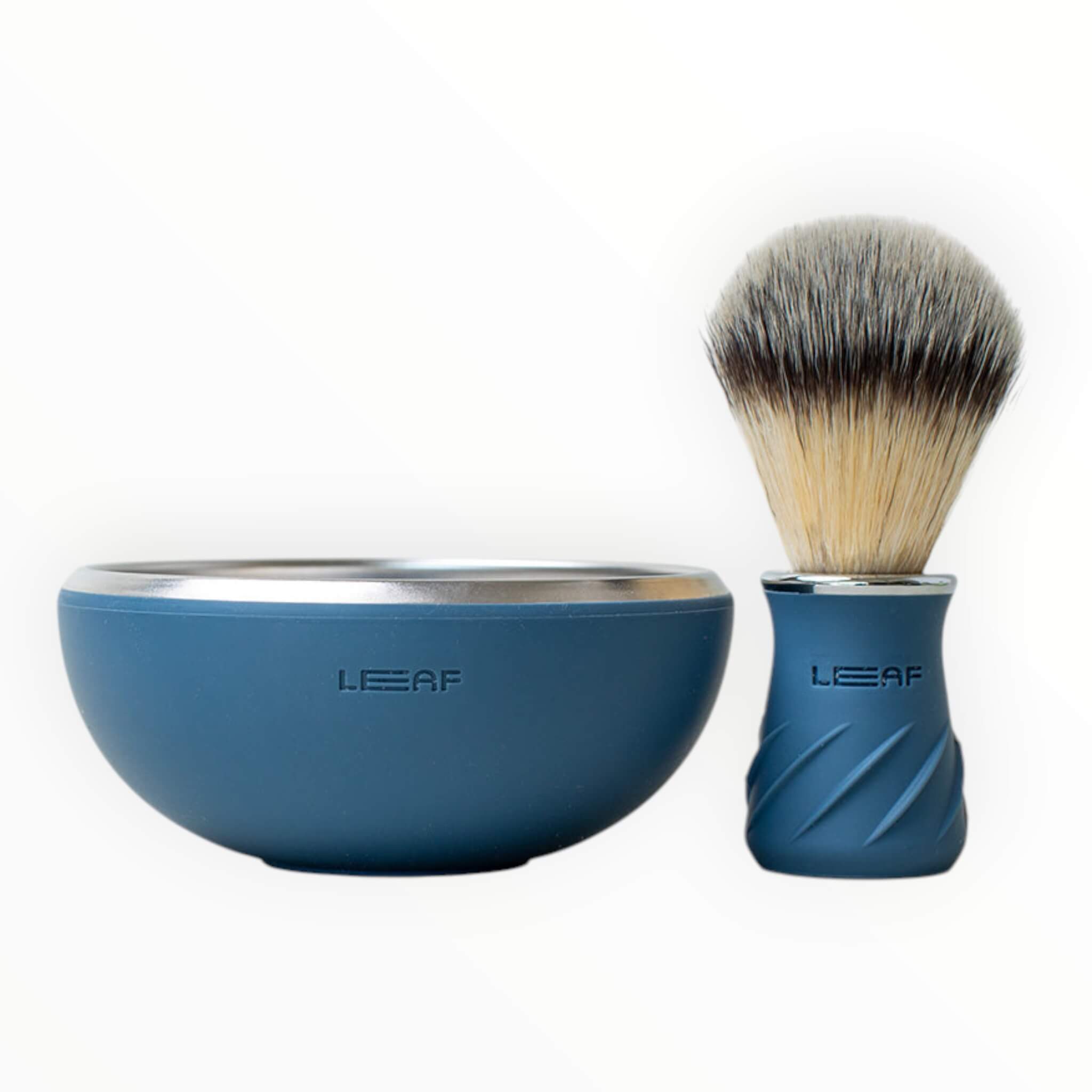 Leaf Shave Sæt Med Barberkost   Barberskål  Glacier