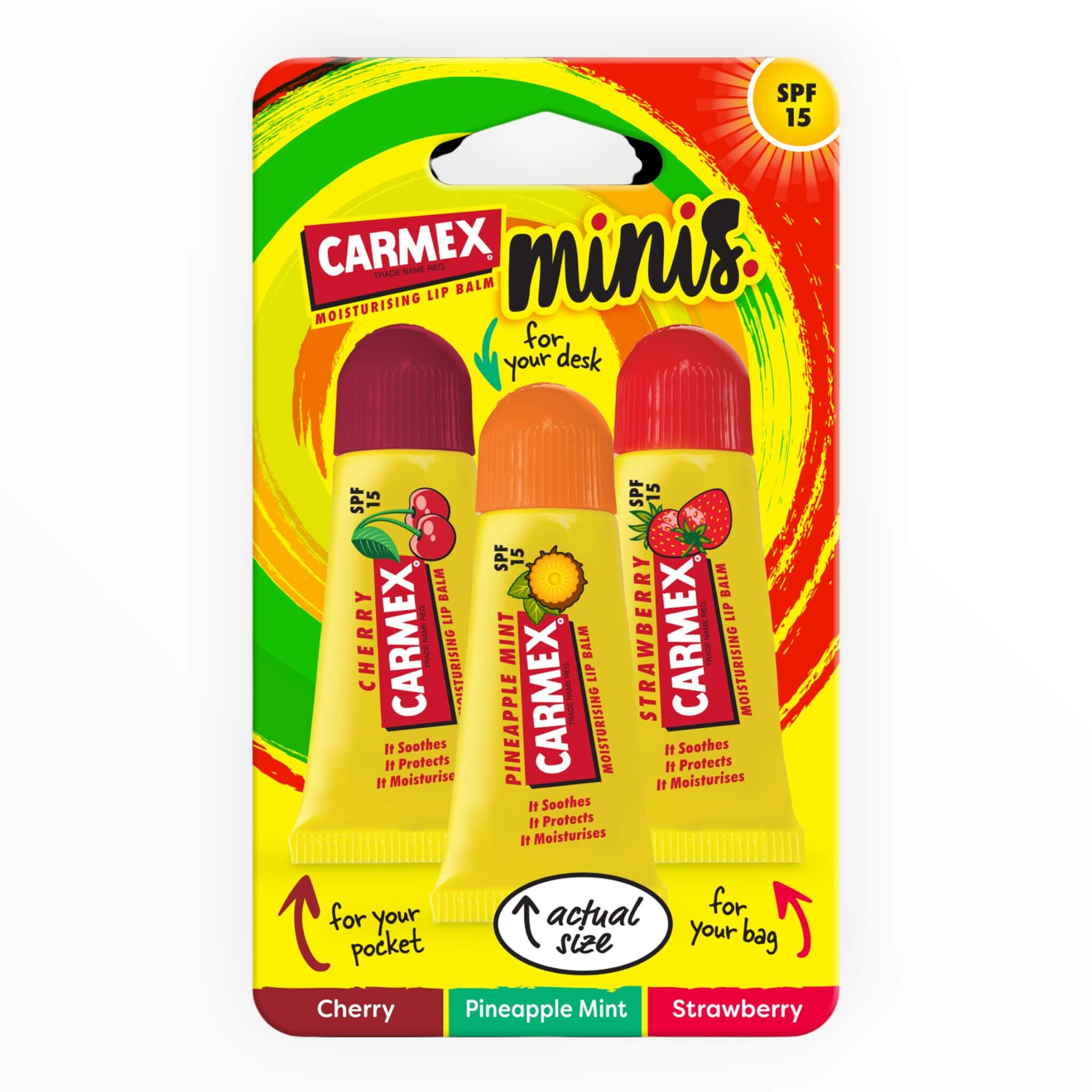 Carmex Læbepomade  Mini Tubes  Spf 15  3 X 5 G