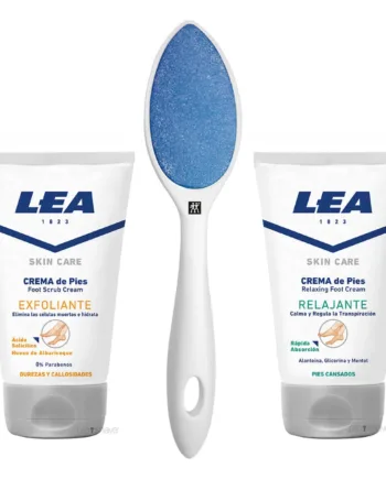 Lea Classic Fodplejesæt Med Keramisk Fodfil  Hvid  Eksfolierende Fodscrub Og Fodcreme