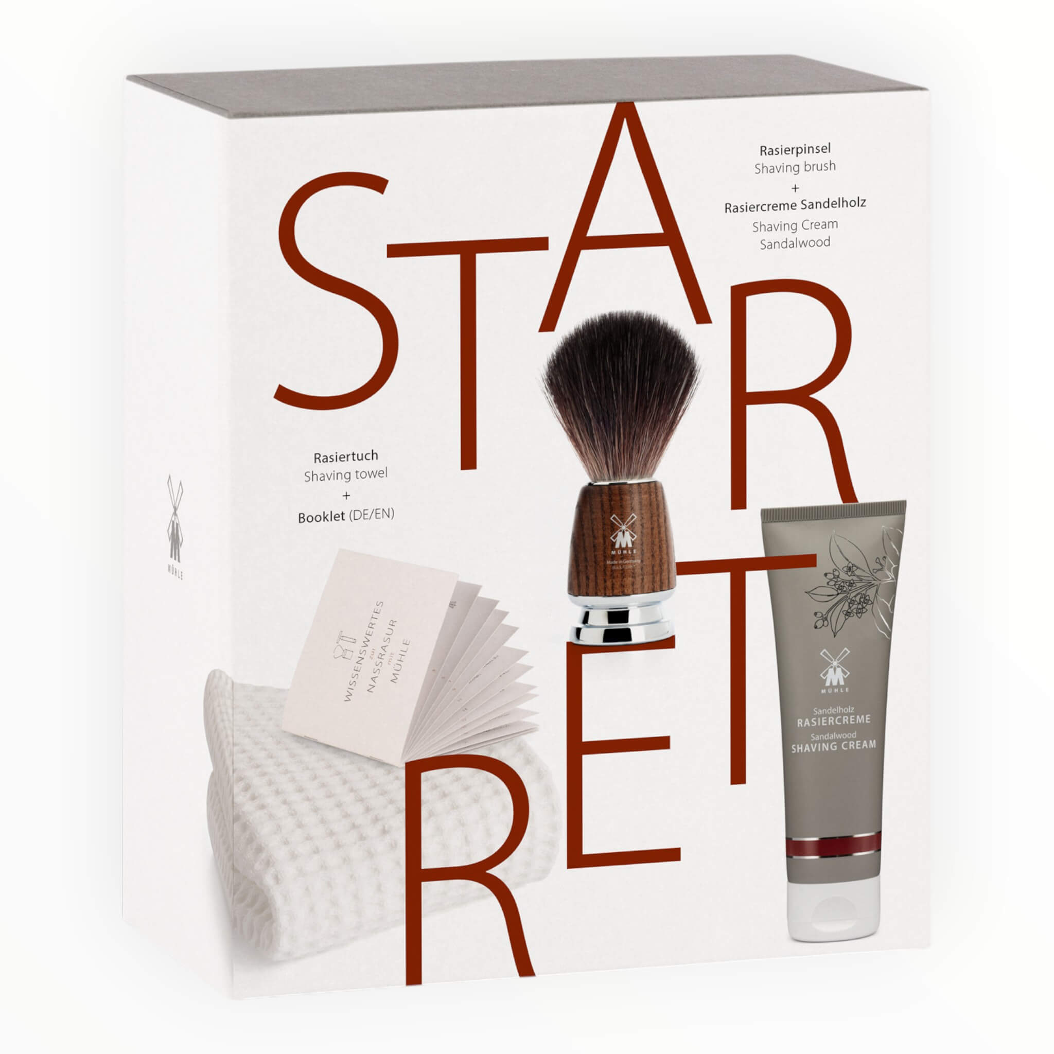M? Hle Shaving Gaveæske Med Barberkost Barbercreme Og Barberhåndklæde Starter
