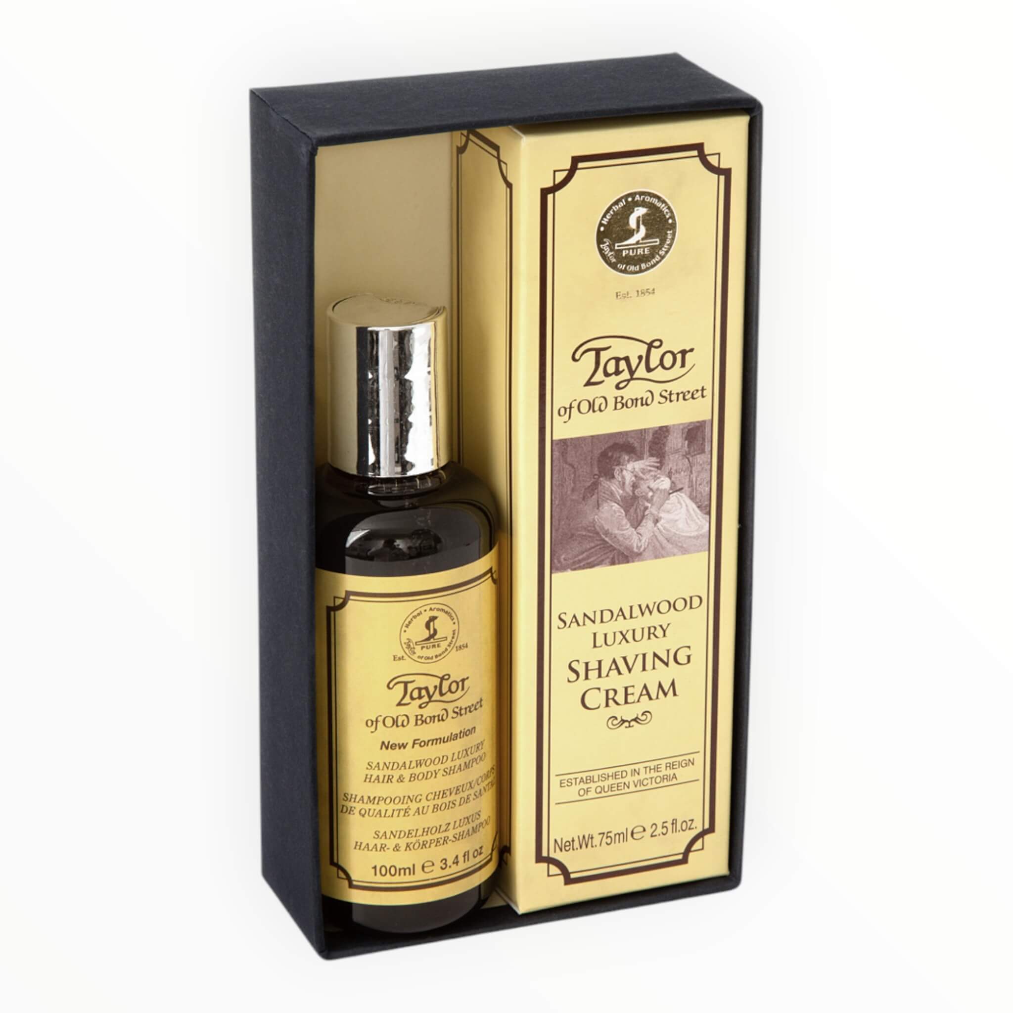 Taylor Of Old Bond Street Gavesæt Med Barbercreme Og Hår   Bodyshampoo  Sandeltræ