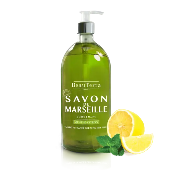 Beau Terra Marseille Liquid Soap   Mint Lemon  1000ml