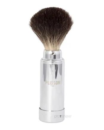 Plisson 1808 Rejsebørste  Pure Black Badger   Chrome  Str  8