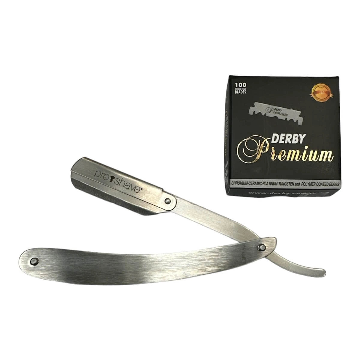 Proshave Straight Razor Til Udskiftelige Blade  S3  Stål   100 Derby Klinger