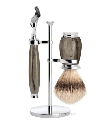 M? Hle Shaving Barbersæt Med Fusion Skraber  Barberkost Og Holder  Purist  Grained Beech