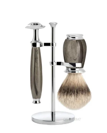 M? Hle Shaving Barbersæt Med De Skraber  Barberkost Og Holder  Purist  Grained Beech