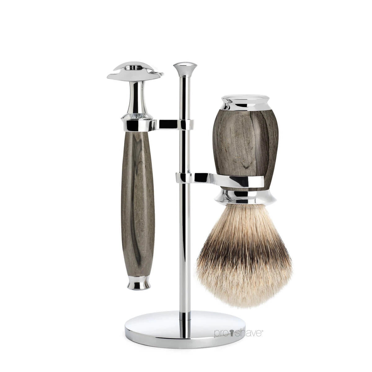 M? Hle Shaving Barbersæt Med De Skraber  Barberkost Og Holder  Purist  Grained Beech