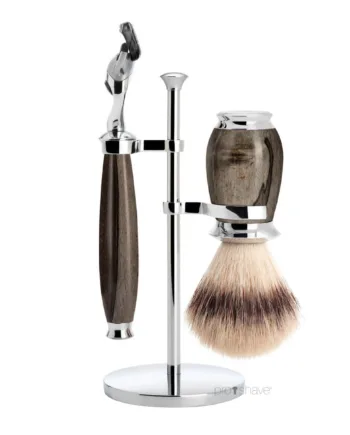 M? Hle Shaving Barbersæt Med Fusion Skraber  Silvertip Fibre?  Barberkost Og Holder  Purist  Grained Beech