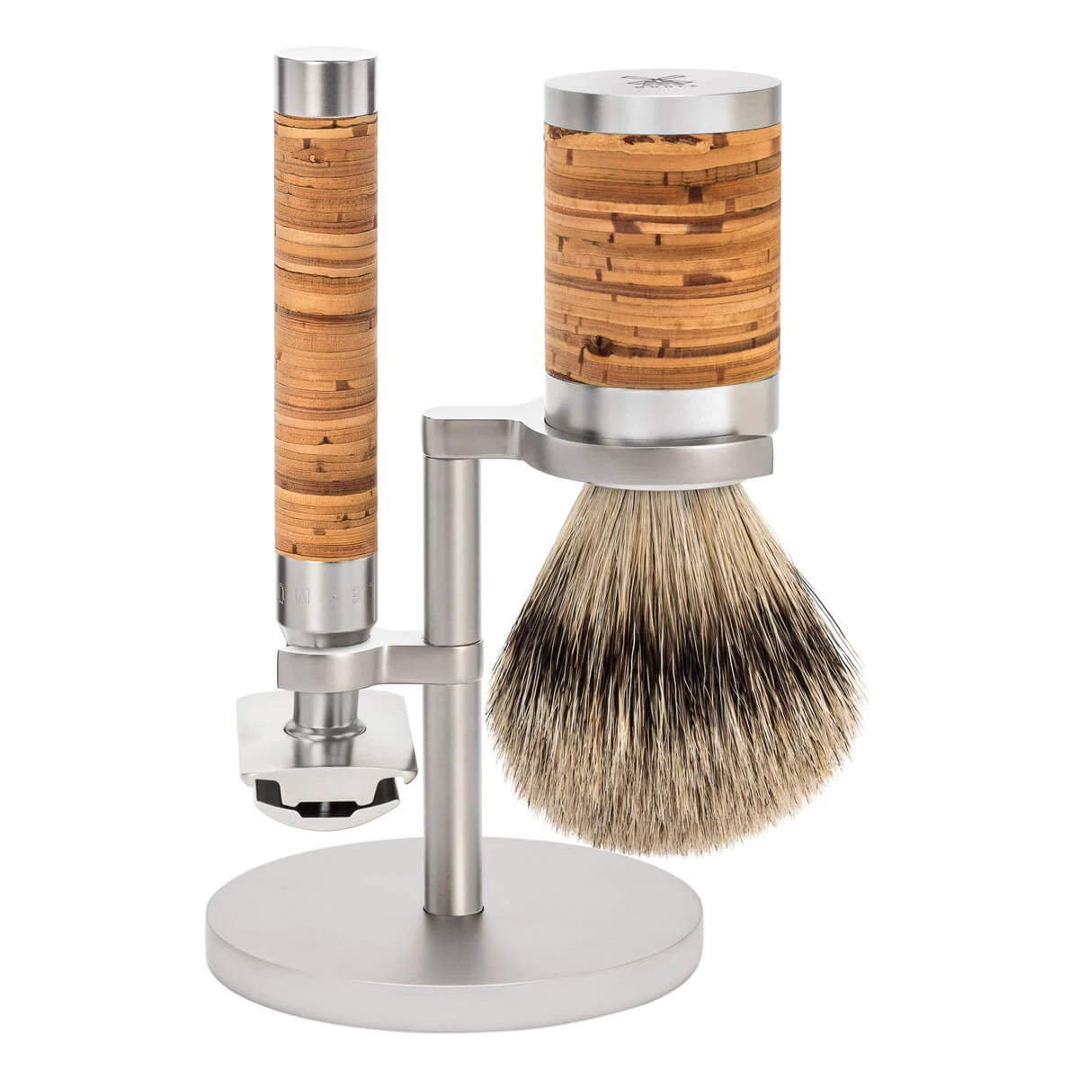 M? Hle Shaving Barbersæt Med De Skraber  Barberkost Og Holder  Rocca  Rustfrit Stål   Birkebark