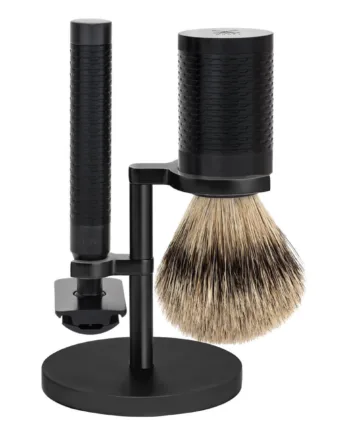 M? Hle Shaving Barbersæt Med De Skraber  Barberkost Og Holder  Rocca  Sort Rustfrit Stål