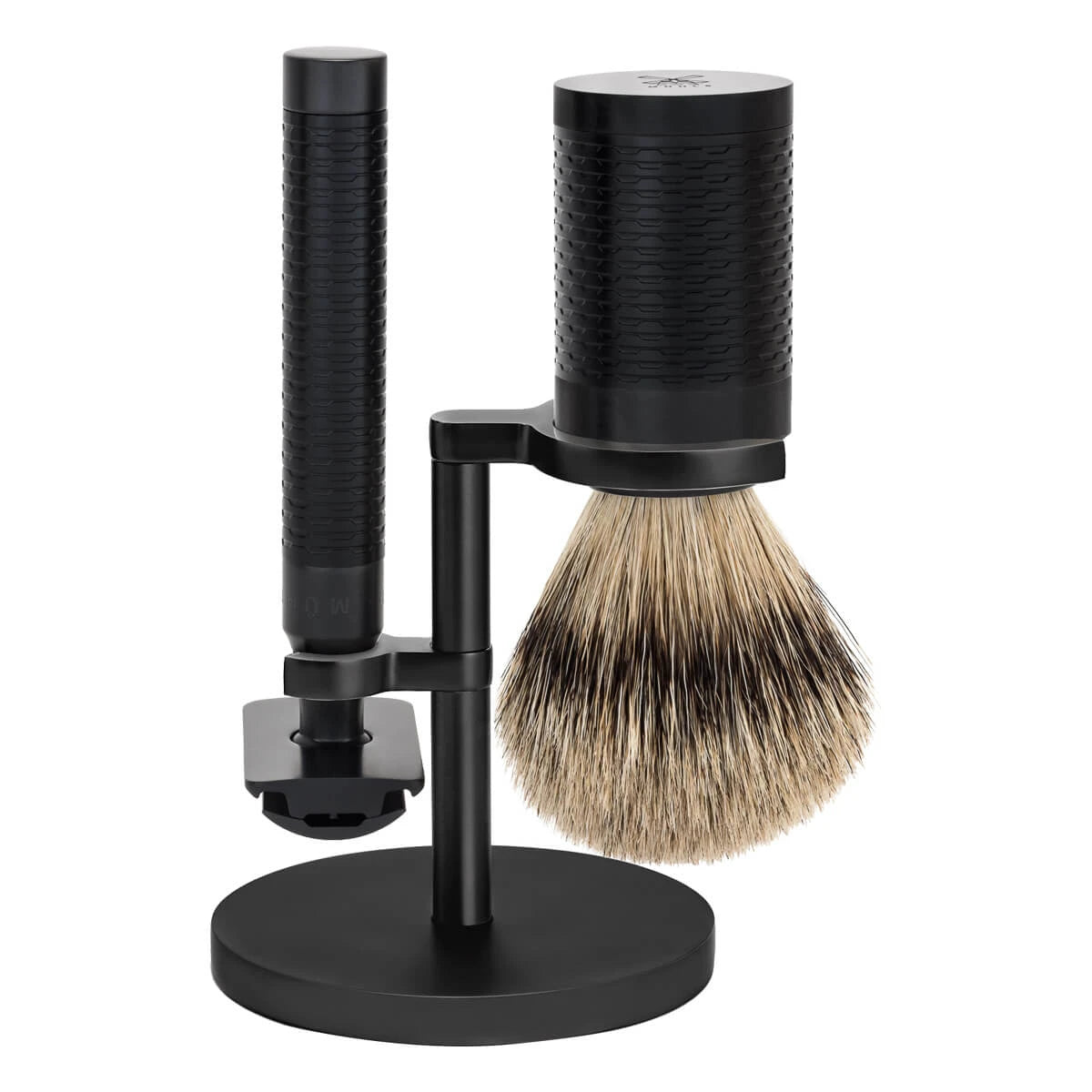 M? Hle Shaving Barbersæt Med De Skraber  Barberkost Og Holder  Rocca  Sort Rustfrit Stål