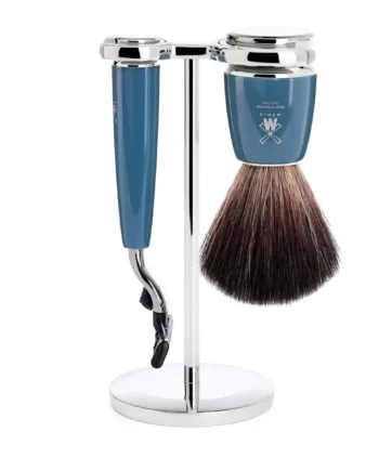 M? Hle Shaving Barbersæt Med Mach3 Skraber  Fibre Barberkost Og Holder  Rytmo  Petroleumsblå