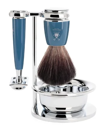 M? Hle Shaving Barbersæt Med De Skraber  Fibre Barberkost  Holder Og Skål  Rytmo  Petroleumsblå