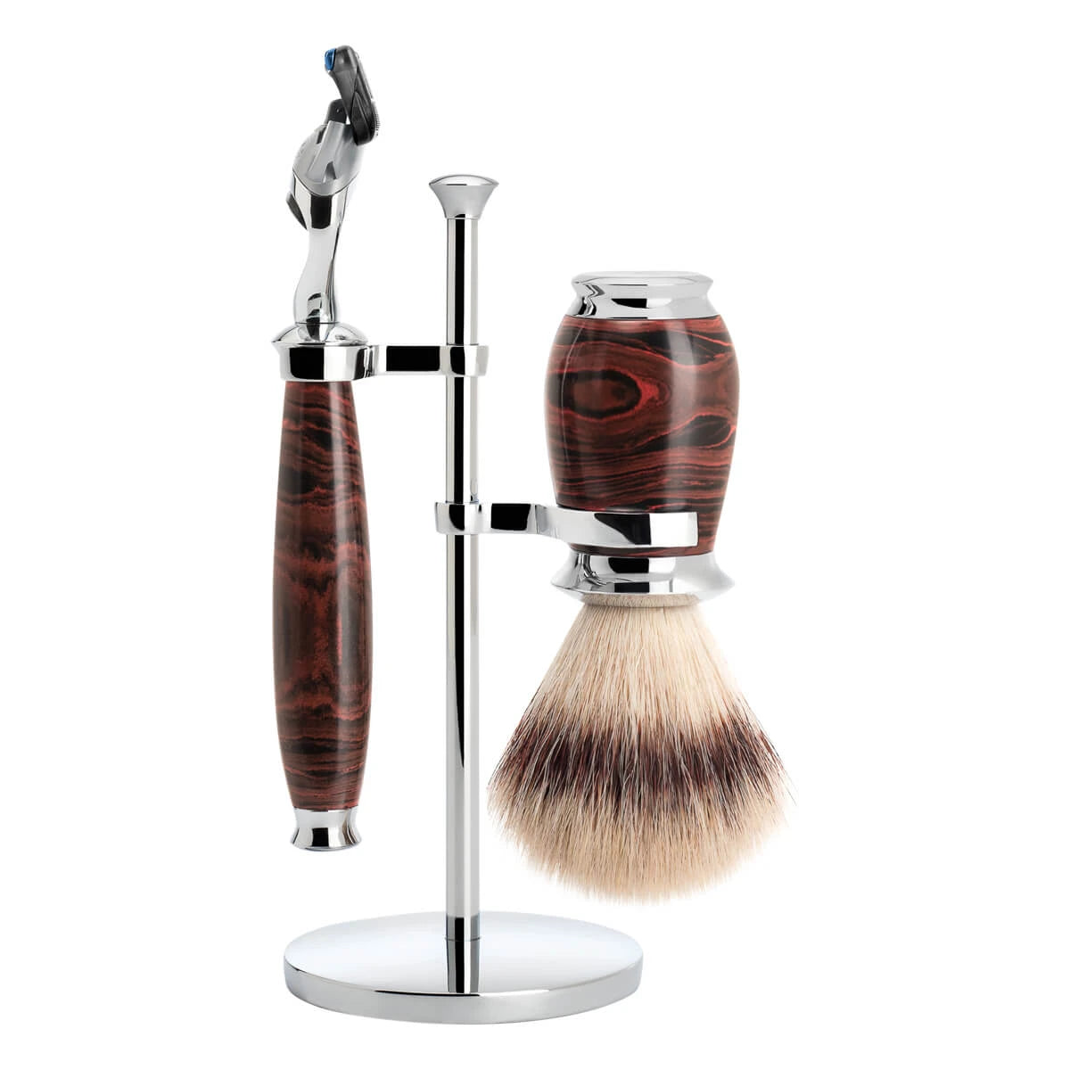 M? Hle Shaving Barbersæt Med Fusion Skraber Silvertip Fibre? Barberkost Og Holder Purist Ebonite
