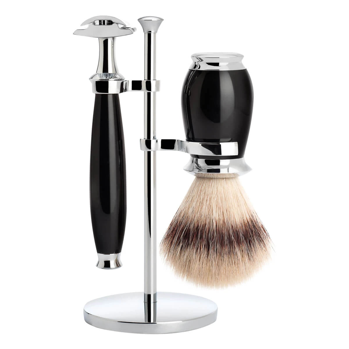 M? Hle Shaving Barbersæt Med De Skraber  Barberkost Og Holder  Purist  Sort Kunstharpiks