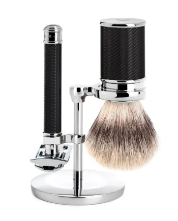 M? Hle Shaving Barbersæt Med De Skraber  Silvertip Fibre?  Barberkost Og Holder  Traditional  Black