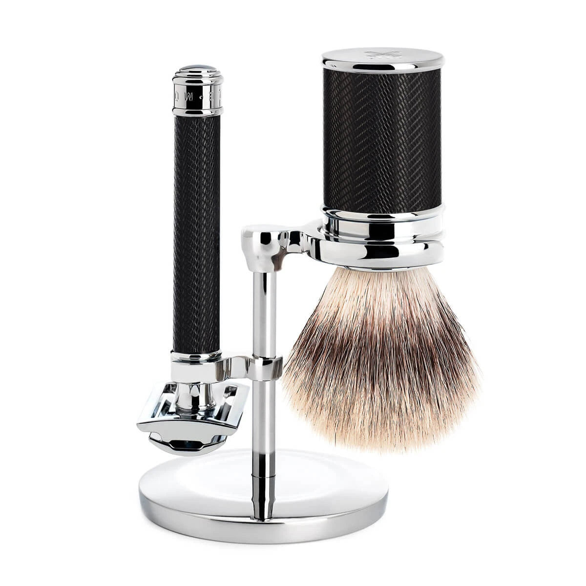 M? Hle Shaving Barbersæt Med De Skraber Silvertip Fibre? Barberkost Og Holder Traditional Black