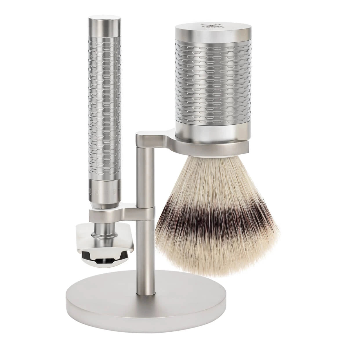 M? Hle Shaving Barbersæt Med De Skraber  Fibre Barberkost Og Holder  Rocca  Rustfrit Stål   Mat Finish