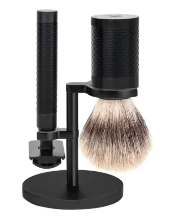 M? Hle Shaving Barbersæt Med De Skraber  Fibre Barberkost Og Holder  Rocca  Sort Rustfrit Stål
