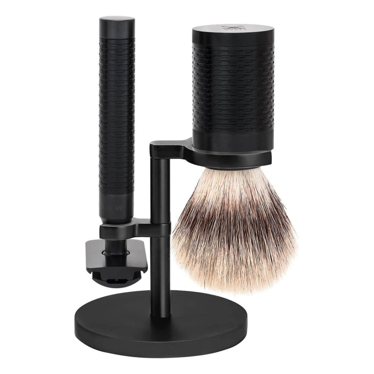 M? Hle Shaving Barbersæt Med De Skraber  Fibre Barberkost Og Holder  Rocca  Sort Rustfrit Stål