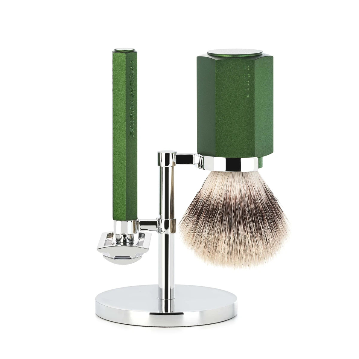 M? Hle Shaving Mark Braun Barbersæt Med De Skraber  Barberkost Og Holder  Hexagon  Aluminium Forest