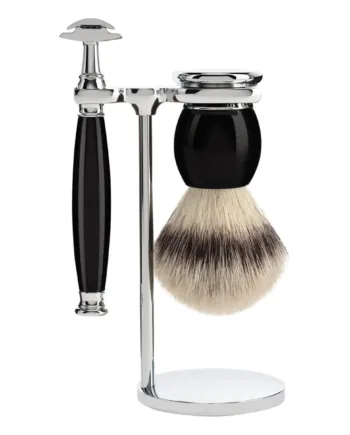 M? Hle Shaving Barbersæt Med De Skraber  Silvertip Fibre?  Barberkost Og Holder  Sophist  Sort Kunstharpiks