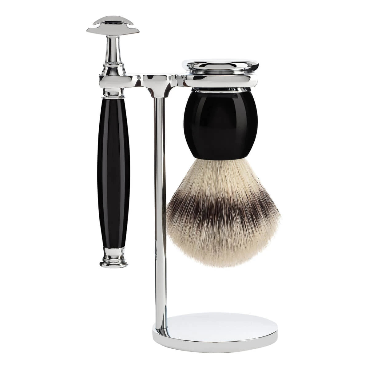 M? Hle Shaving Barbersæt Med De Skraber Silvertip Fibre? Barberkost Og Holder Sophist Sort Kunstharpiks