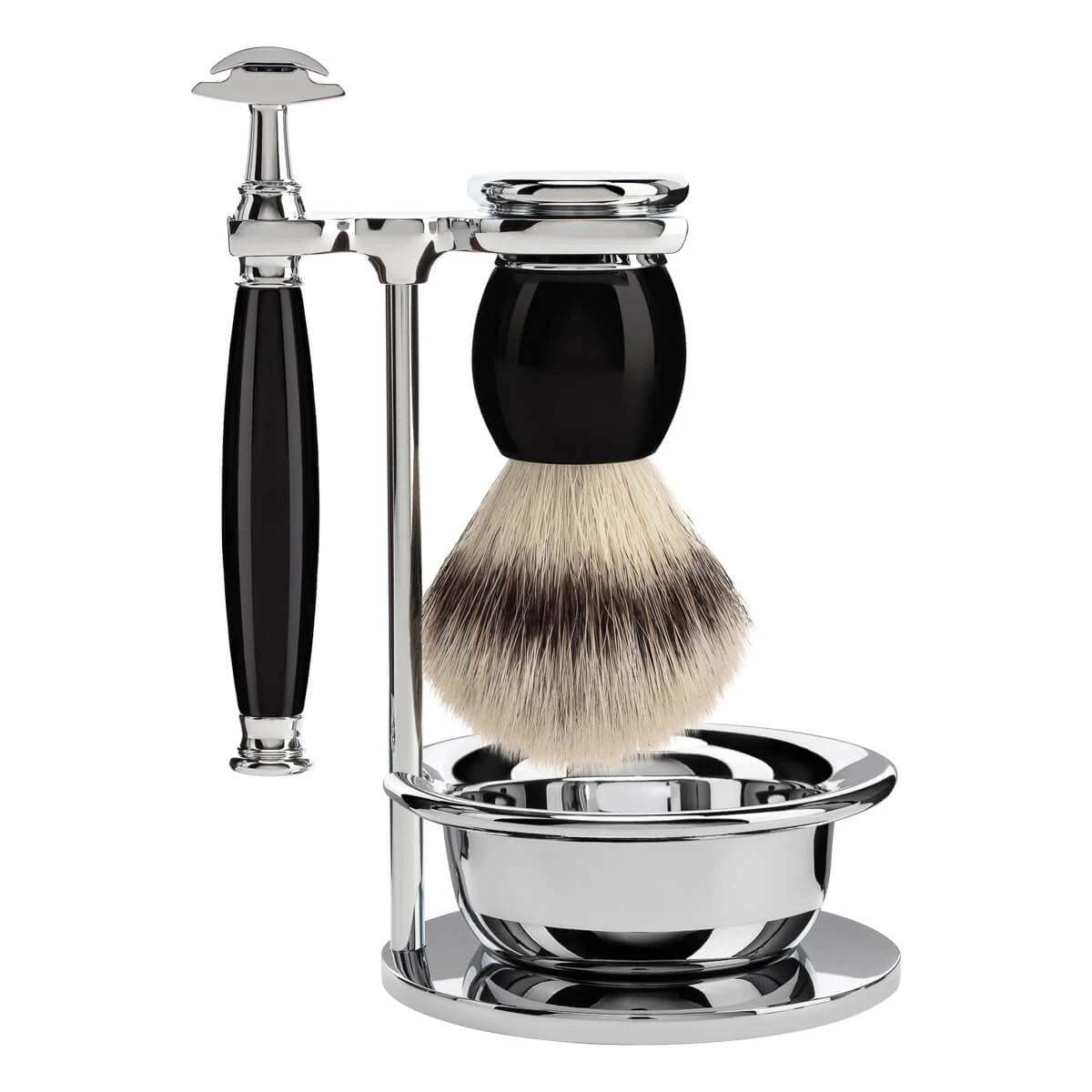 M? Hle Shaving Barbersæt Med De Skraber  Barberkost  Holder Og Skål  Sophist  Sort Kunstharpiks