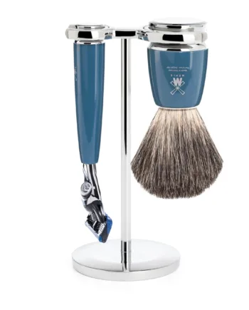 M? Hle Shaving Barbersæt Med Fusion Skraber  Barberkost Og Holder  Rytmo  Petroleumsblå