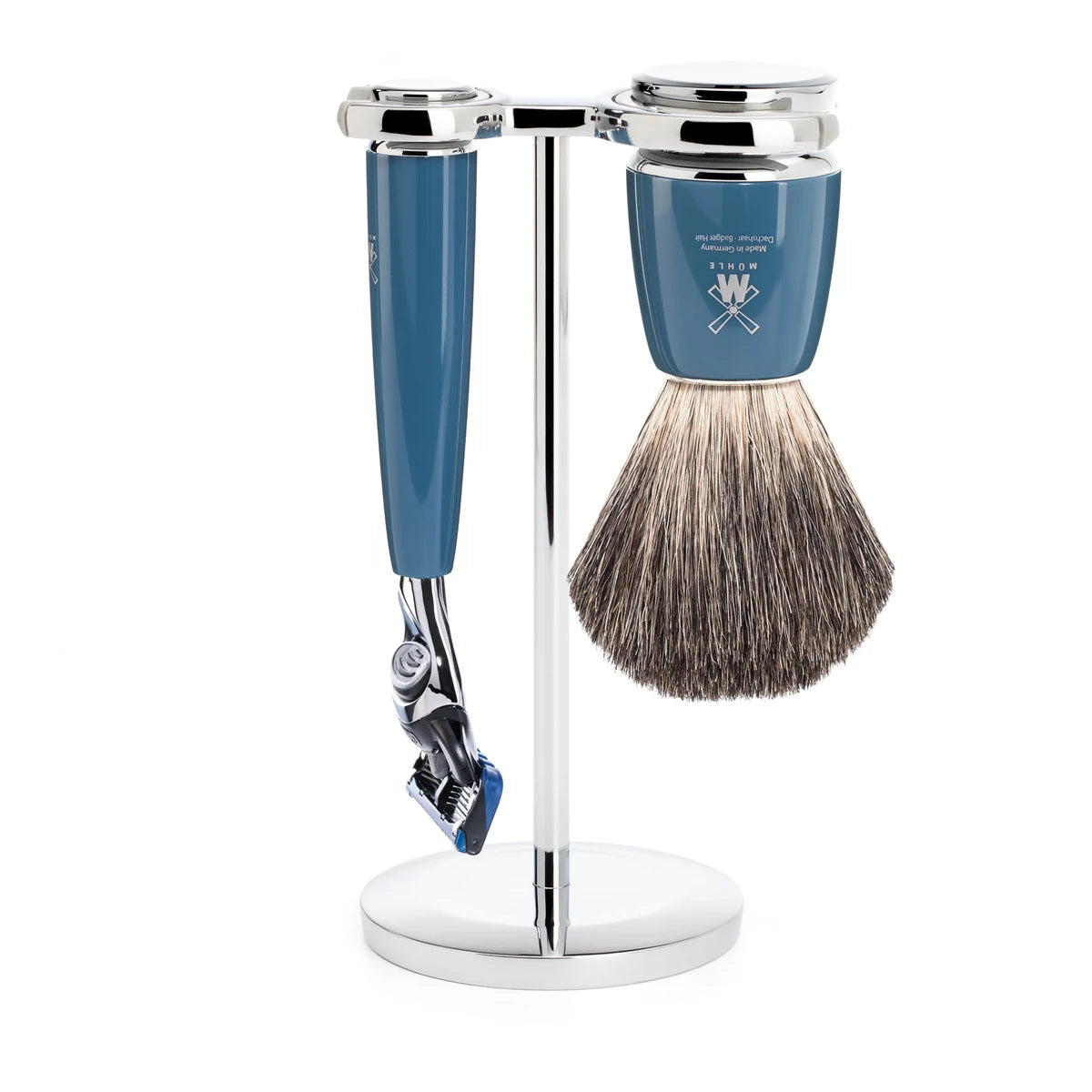 M? Hle Shaving Barbersæt Med Fusion Skraber Barberkost Og Holder Rytmo Petroleumsblå