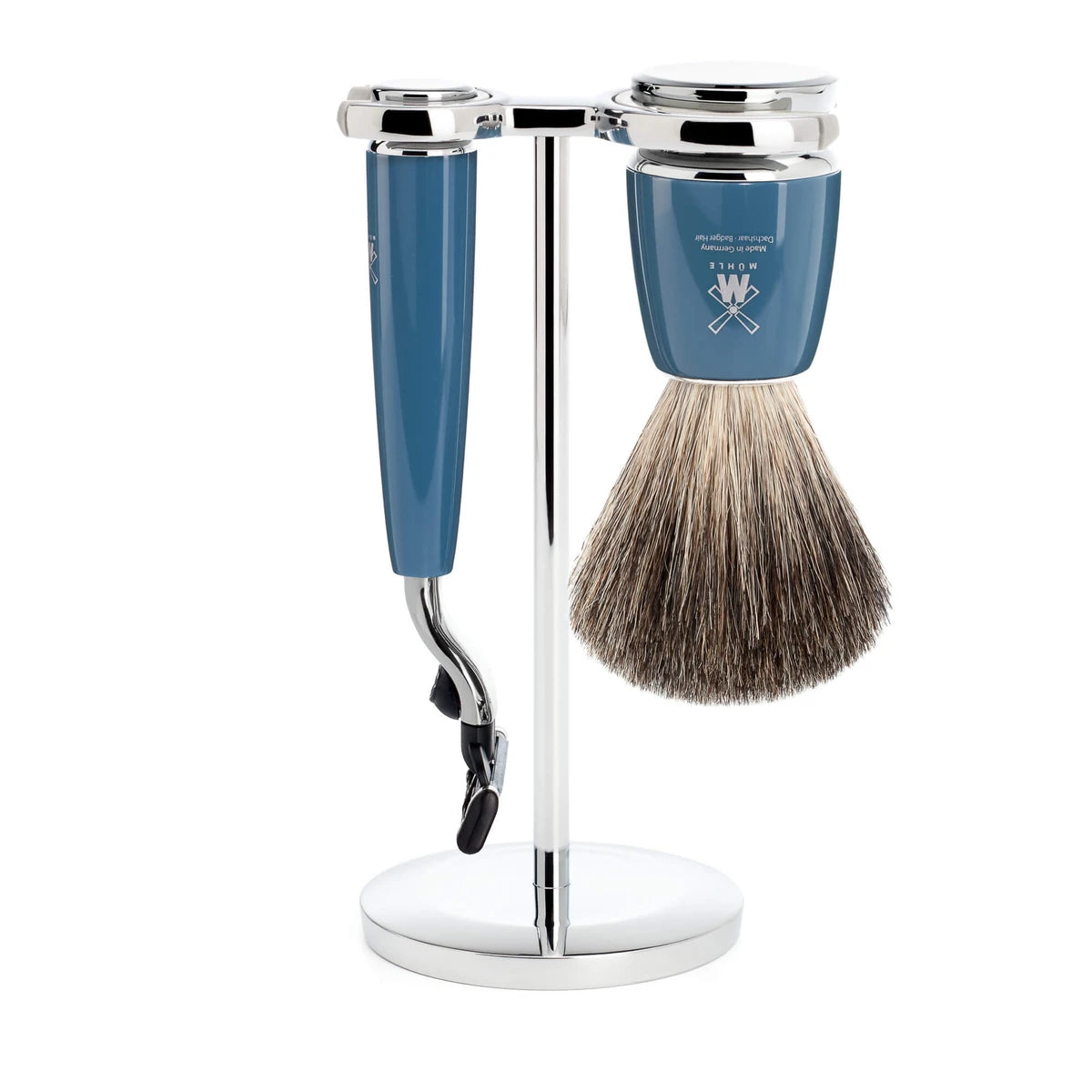 M? Hle Shaving Barbersæt Med Mach3 Skraber Barberkost Og Holder Rytmo Petroleumsblå